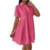 Women's Casual And Fashionable Loose Dress Button Up Collar Shirt Dress Shirt Dress