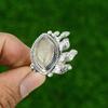 Natural Golden Rutile Gemstone Statement Gold Adjustable Ring 925 Silver