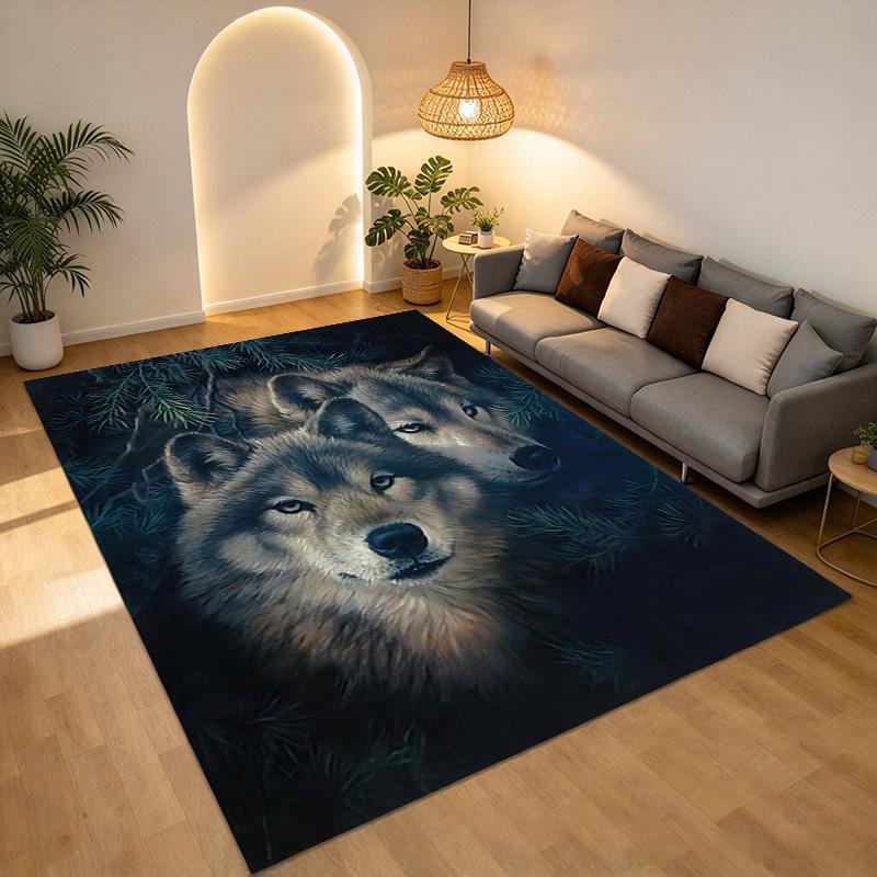 Wolf Pair Living Room Nonslip Area Rug Soft Carpet For Bedroom Game Playroom Sofa Office Home Decor Doormat Christmas Gift C9261402