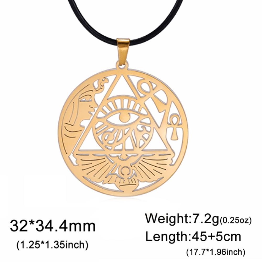 Dawapara Eye of Horus with Ankh Cross Necklace Key of Life Protection Ancient Egypt Jewelry Stainless Steel Necklace
