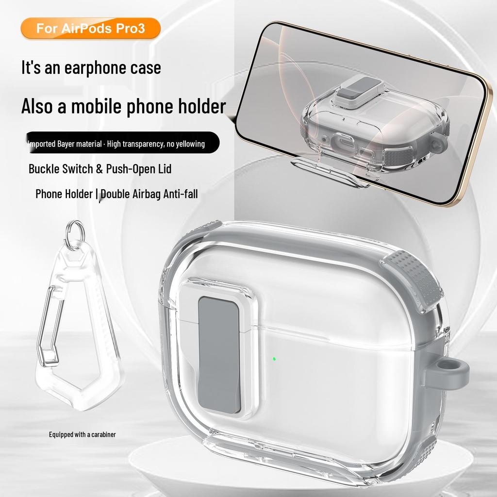 AirPods Pro 3 Transparente Schutzhülle für 4. Gen mit Ständer-Schnalle