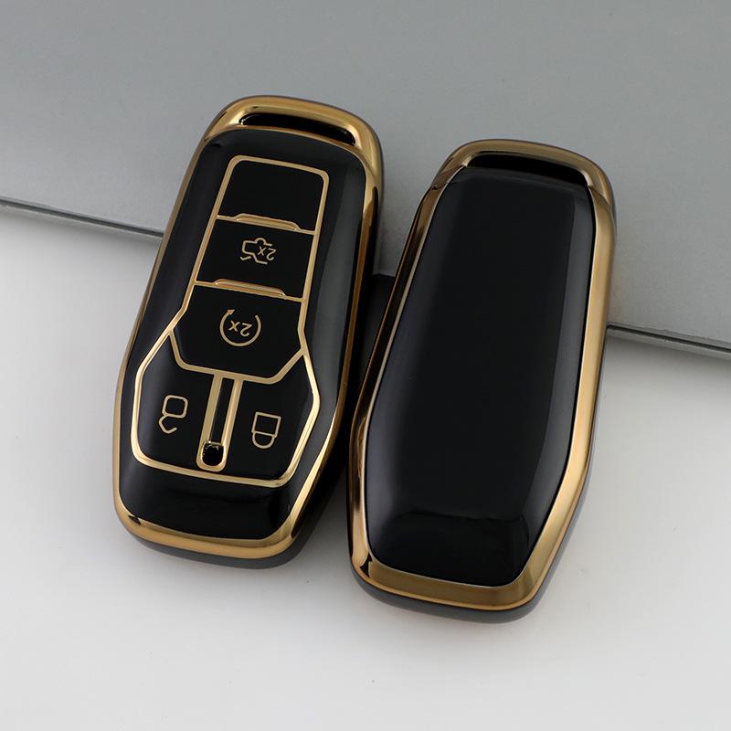 Ford Car Key Case for Mondeo, Focus, Fiesta, Escort, Lincoln, Mustang - TPU Full-Wrap Shell