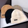 Women's Autumn and Winter Ins Cold Hat Japanese Patch Letters Big Head Knitted Face Small Fashion Hat