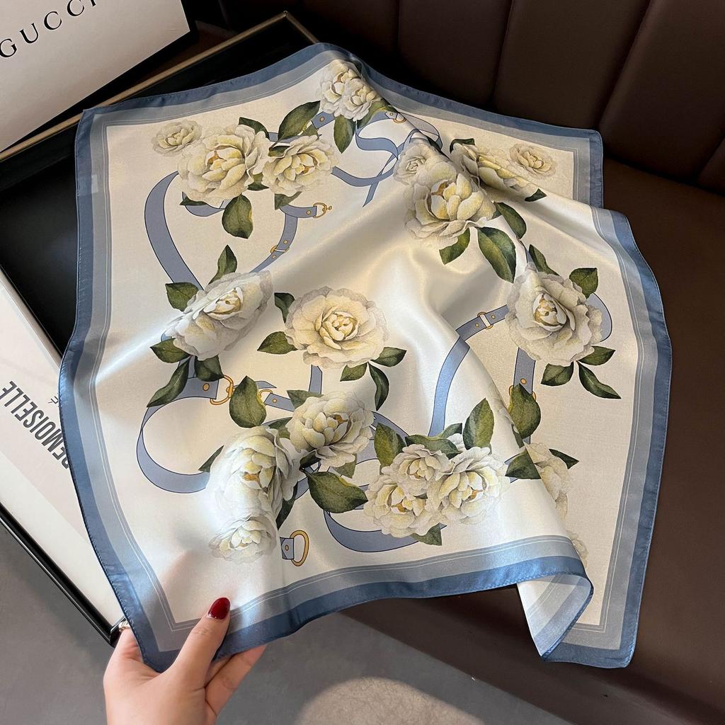 Fashion Luxury Brand 70cm Silk Square Scarf Women Satin Neck Tie Female Hair Bandana Headkerchief Shawl Wrap Hijab Echarpe