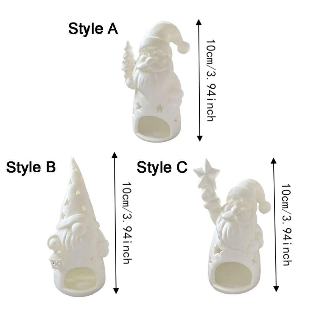 1D Printed Christmas Candle Holder Hollow Out Unpainted Gnome Shape Candle Holder Plastic Xmas Candle Stand