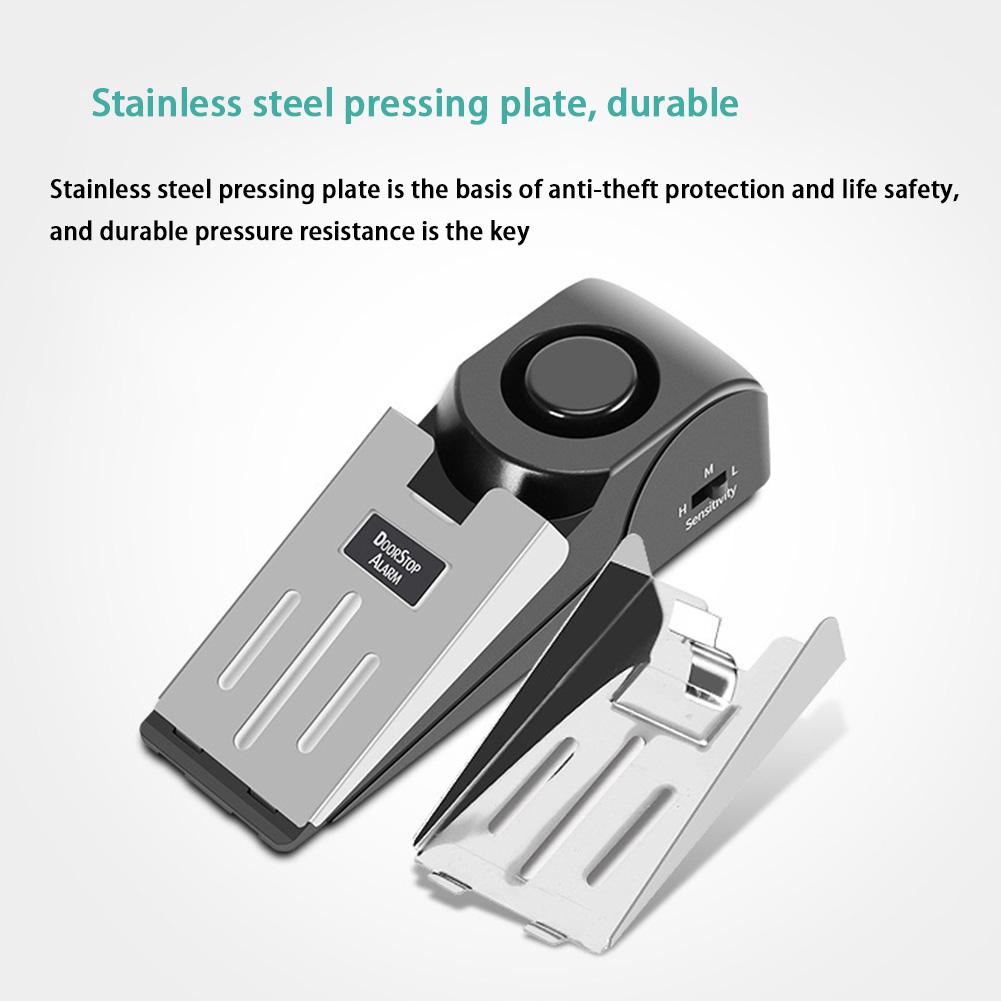 Door Stop Alarm Anti-theft Door Stopper Block Alarm Wireless Stainless Steel Cover Sensitivity Portable for Briefcase Wallet