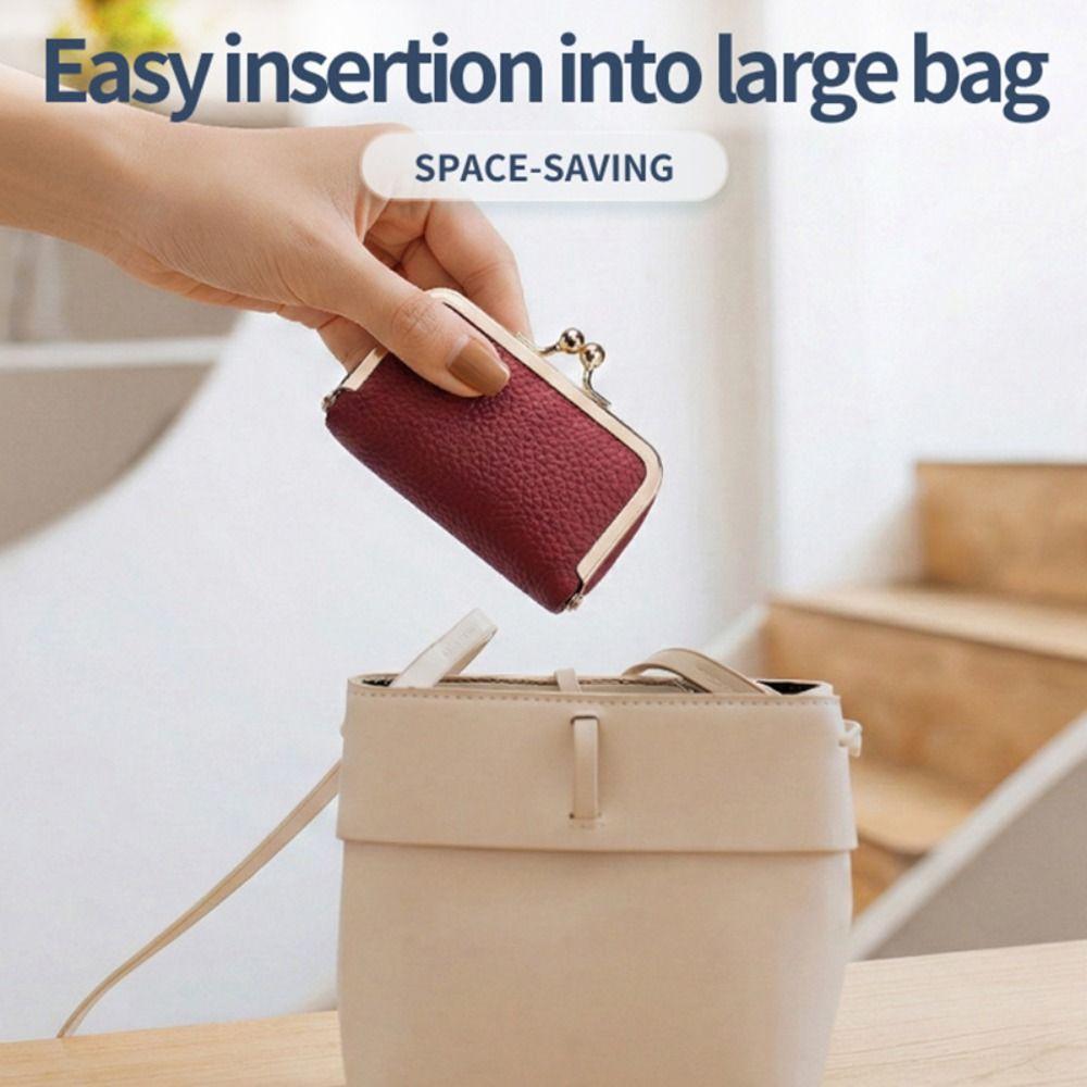 Avec Miroir de Maquillage Sac à Bijoux en Cuir Portable Fermeture Baiser Porte-Monnaie Sac à Maquillage Rangement pour Bijoux