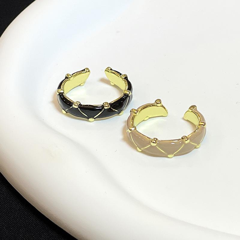 Maillard Gold Irregular Zircon Drop Glaze Ring Light Luxury Niche Design Ring Temperament Index Finger Ring
