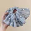 3pcs French Style Silk Nail Bead Large Intestine Hair Ring High End Fluffy Pleated Headband with Gentle and Versatile Hair Tie