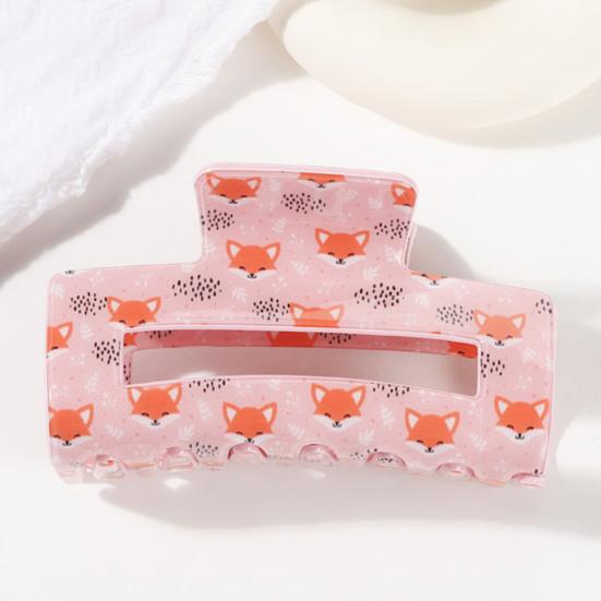 Hair Claw Cartoon Animal Pattern Rectangle Shape Back Head Hair Clip Anti-slip Teeth Versatile Hair