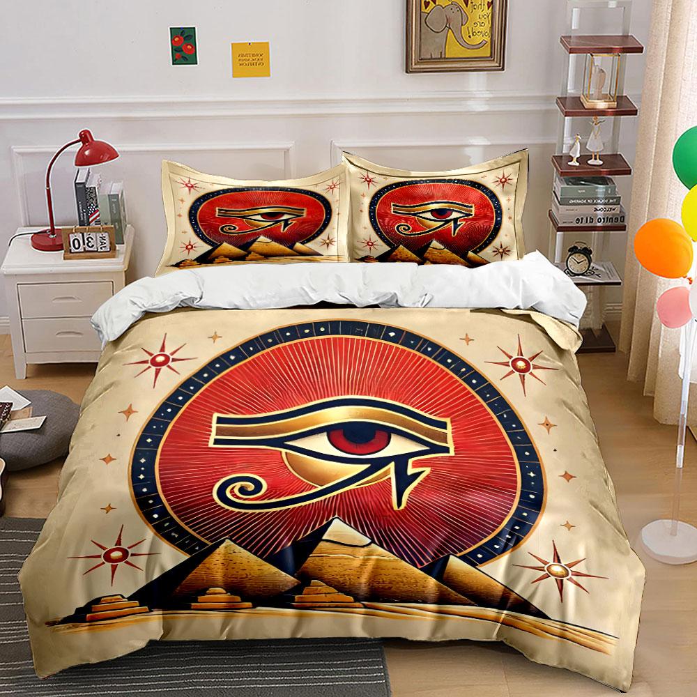 Eye of Horus with Pyramids Bedding Duvet Cover Set Duvet Cover Pillowcases (1*Duvet Cover 2*Pillowcases, without duvet insert)