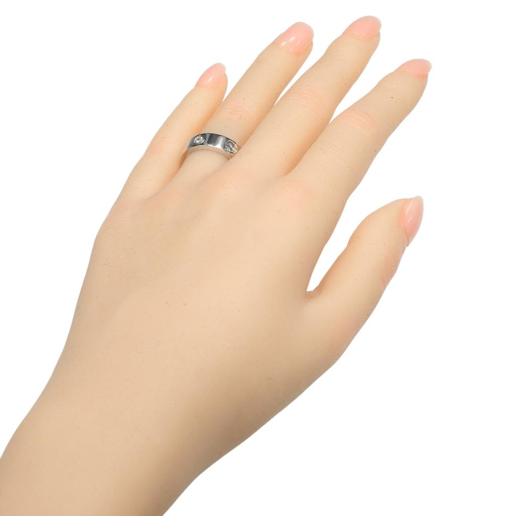 CARTIER love Ring K18 white gold/3P Diamond #5.8(US Size) 8.82g Women Used