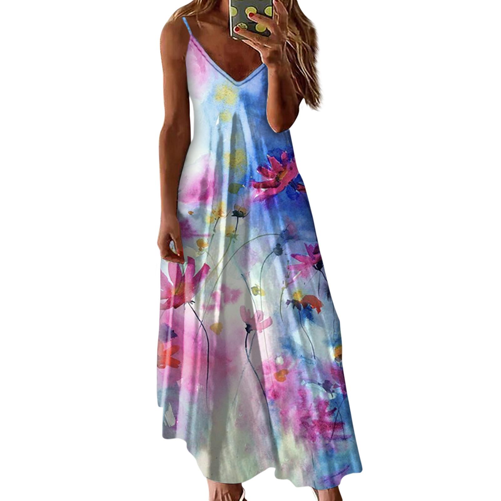 Модное женское повседневное тонкое платье без рукавов с принтом и пуловером XXXL — фото 3