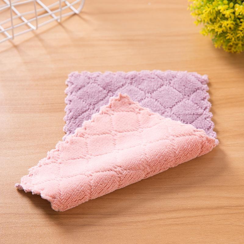 Soft and Absorbent Coral Fleece Disposable Dishcloths for Kitchen