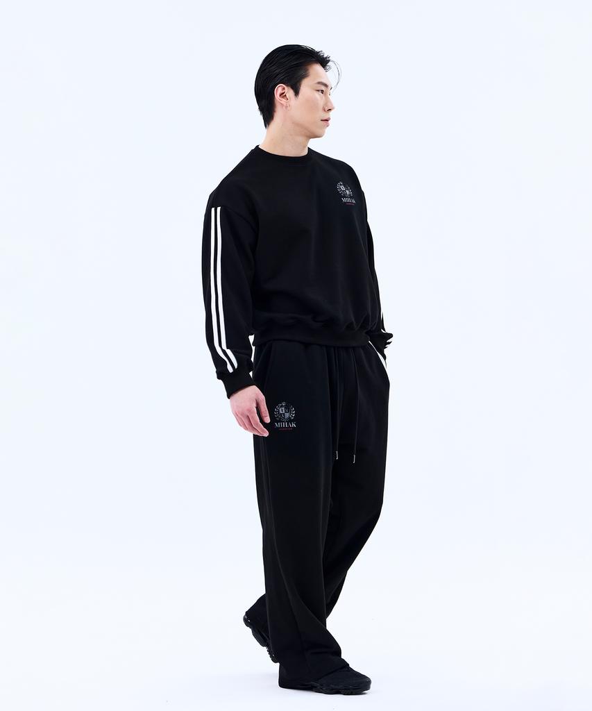 Mihag Ivy League Track Line Wide Pants (Black)