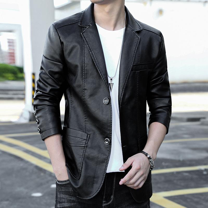 Herren Ledermantel Herbst und Winter Motorrad Pu Lederjacke