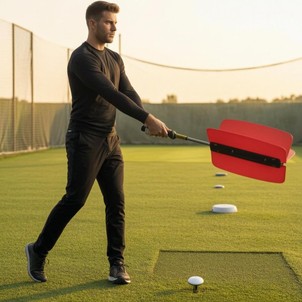 Ergonomic Golf Swing Practice Aid with Resistance Fins Portable Wind
