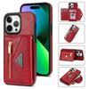 N.BEKUS For iPhone 16 Pro Max Leather Zipper Case Card Holder Phone Cover with Shoulder Strap