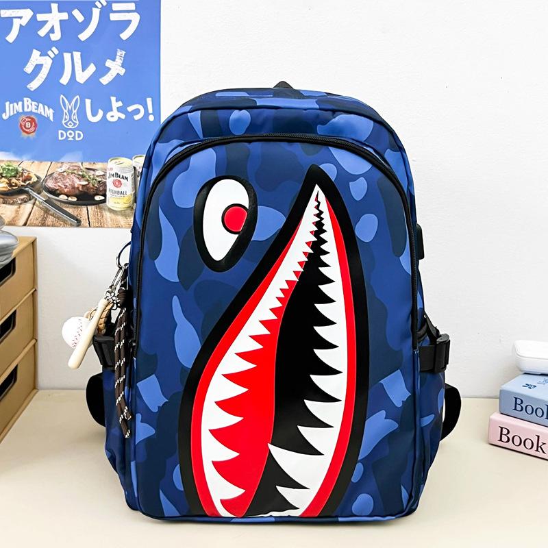 Schoolbag New Fashion Large Capacity Camouflage Shark Student School Bag Versatile Large Capacity Lightweight Leisure Travel Backpack
