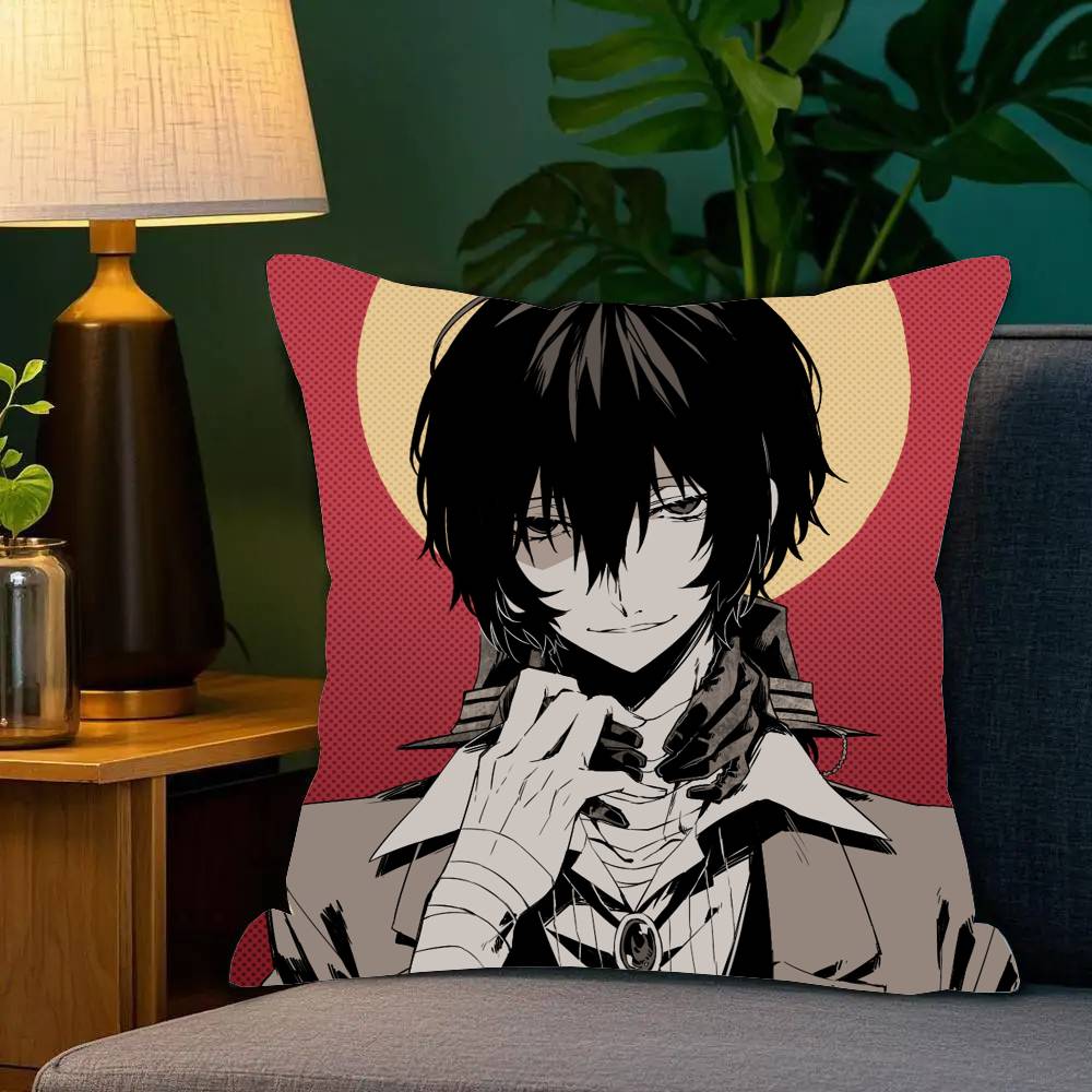 B-Bungo Stray Dogs Anime Pillow Case Fashion Square Pillowcase Bedroom Sofa Room Ins Decoration Leisure