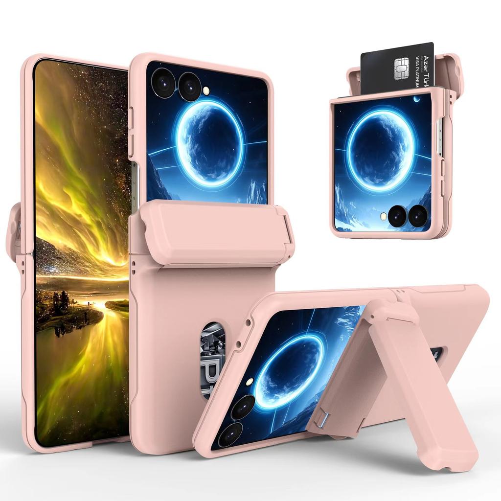 Applicable To Samsung Z Flip8 Folding Mobile Phone Case, Card Holder, Skin Matte All-inclusive Hinge 5/6/7 Anti-drop Hard
