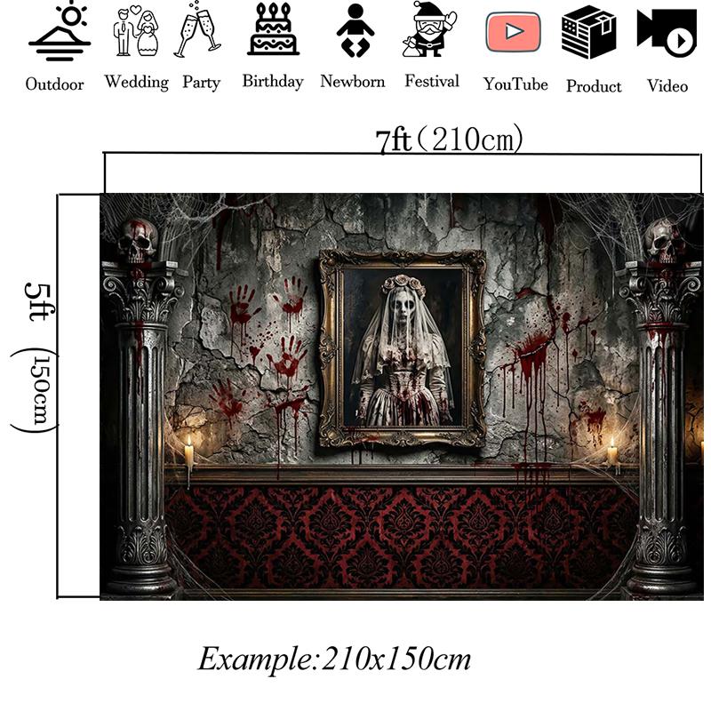 Mocsicka Halloween Photography Backdrop Bride Party Decor Background Terrifying Skull Studio Wall Poster Shooting Prop Photocall
