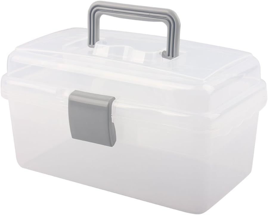 Multipurpose Plastic Storage Container Box With Handle And Latch Lock Clear Gray