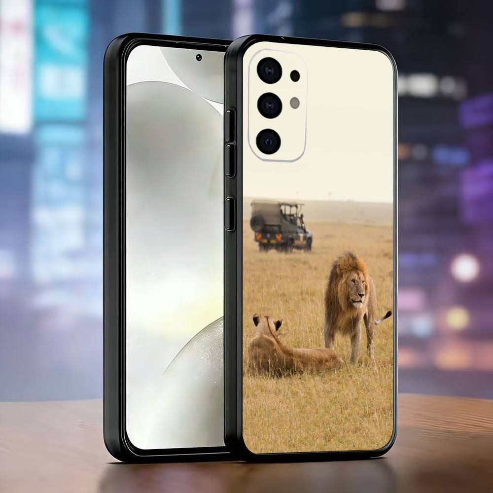 Lion Theme Phone Case For Samsung S25,S24,S21,S22,S23,S30,Ultra,S20,Plus,Fe,Soft Silicone Black Cover