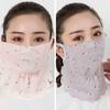 Flower Pattern Ice Silk Mask UV Protection Face Gini Mask Breathable Face Cover  Hiking