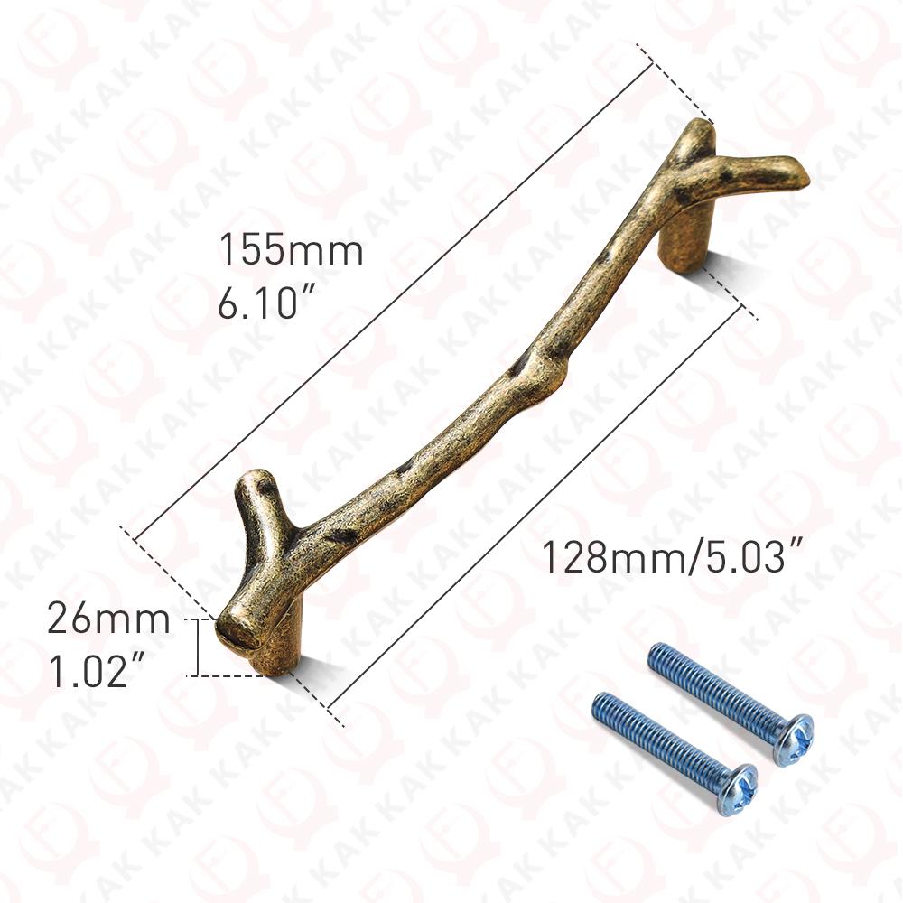 KAK Fashion Tree Branch Furniture Handle 96mm 128mm Black Silver Bronze Kitchen Cabinet Handles Drawer Knobs Door Pulls Hardware