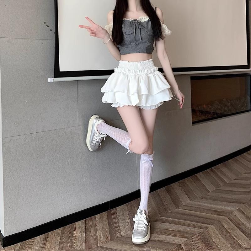 Herbstlicher High-Waist Petite Ballett Puffrock mit schlankmachender Chubby Hose - Süßer Stil Übergröße Damen Neuankömmling.