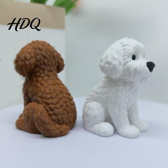 Desktop Dog Ornament 3D Printed Figurine Cute Small Puppy Statue Collectible Figurine Animal for Home Office Desk Shelf Decoration