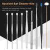 9pcs/set Ear Cleaner Kits Stainless Steel Earpick Wax Remover Curette Goose Feather Ear Pick Ear