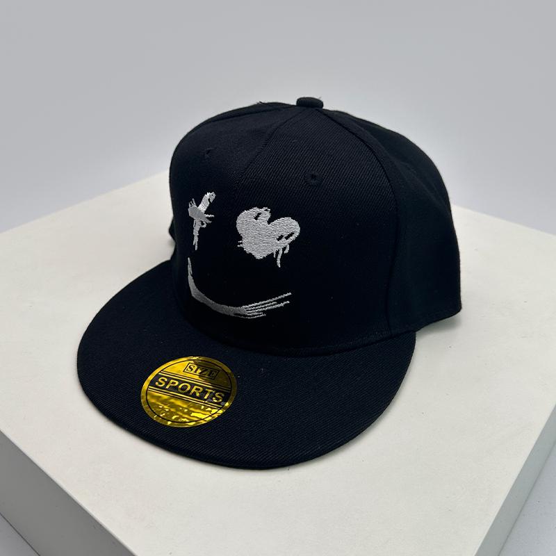 

New Unisex Smiling Face Expression Embroidery Baseball Hats Breathable Hip Hop Sunshade Funny Peaked Caps Versatile Fashion Ins 52-60cm