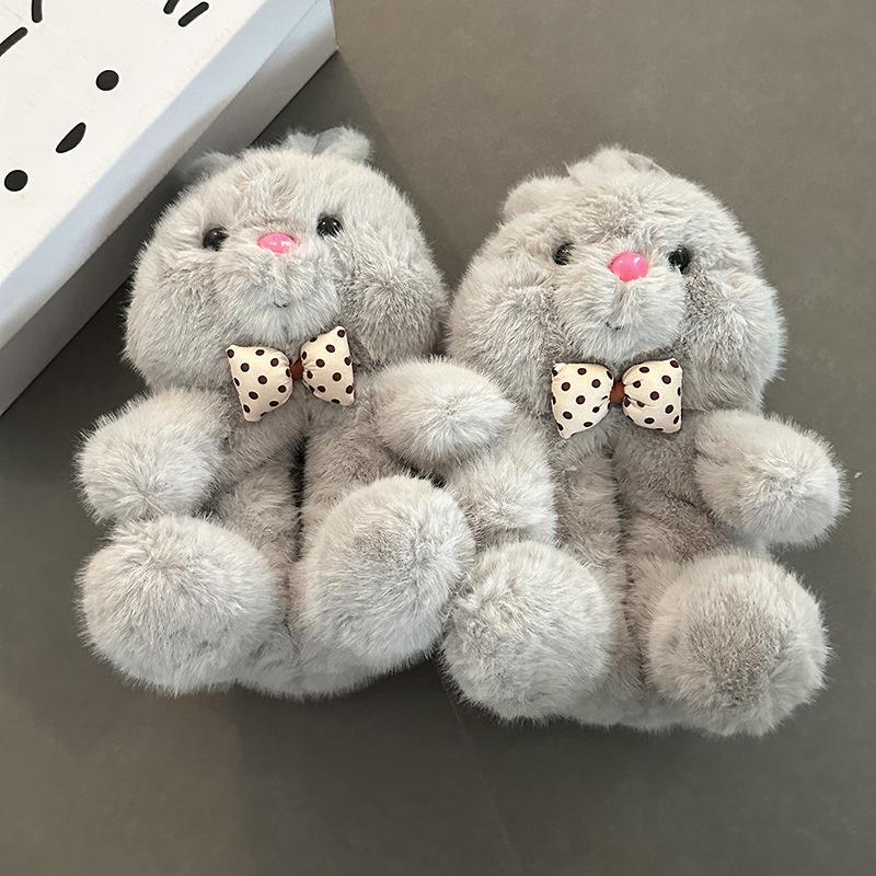 

Мэнмэн девочка-зайчик пушистые одинарные туфли осень и зима милый мультяшный дизайн ощущение бант теплые большие хлопковые туфли 40-41