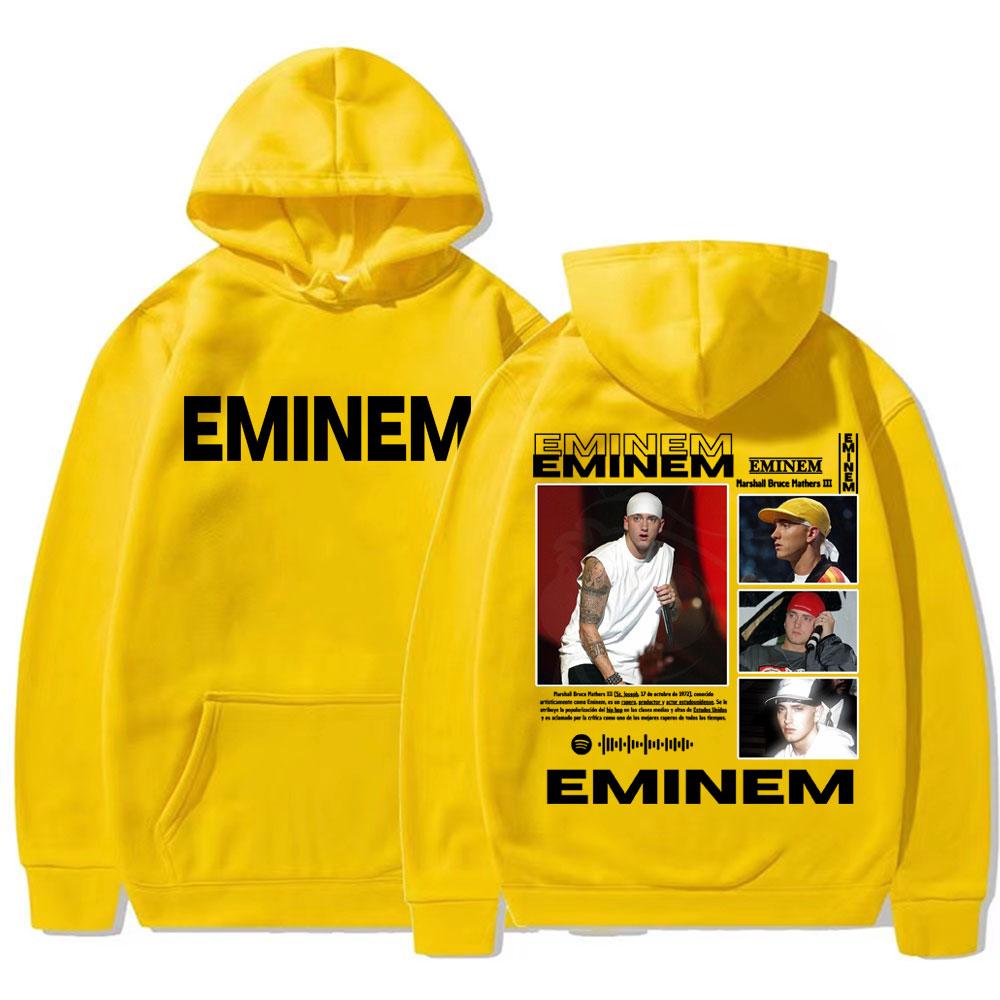 Rapper Eminem Marshall Bruce Mathers Tour Hoodies Herren Damen Freizeit Fleece Bodywarmer Sweatshirt Mode Hip Hop Retro Kapuzenpullover