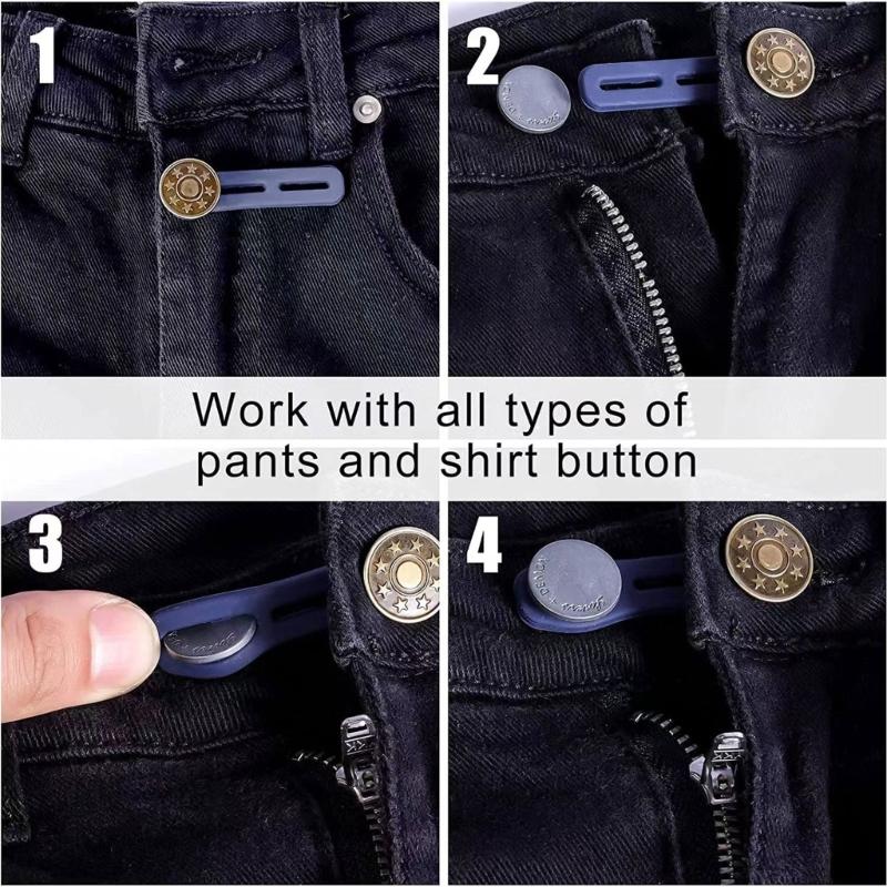 30pcs Pants Button Extender Adjustable Retractable Collar Extenders Elastic Jeans Waist Extender Button for Men Women