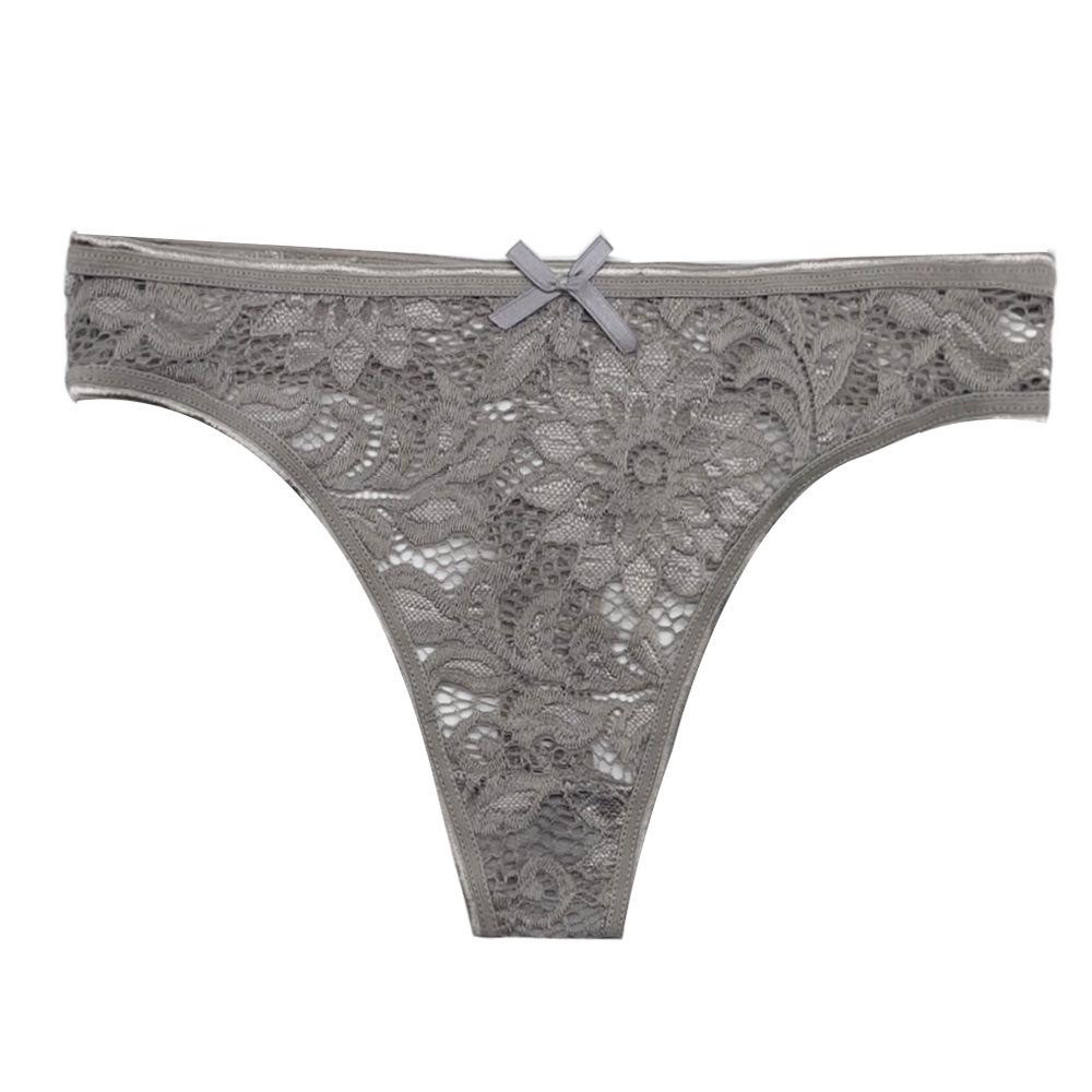 MOONFLAME Women s Sexy Low-Rise Lace Thong Briefs M серый