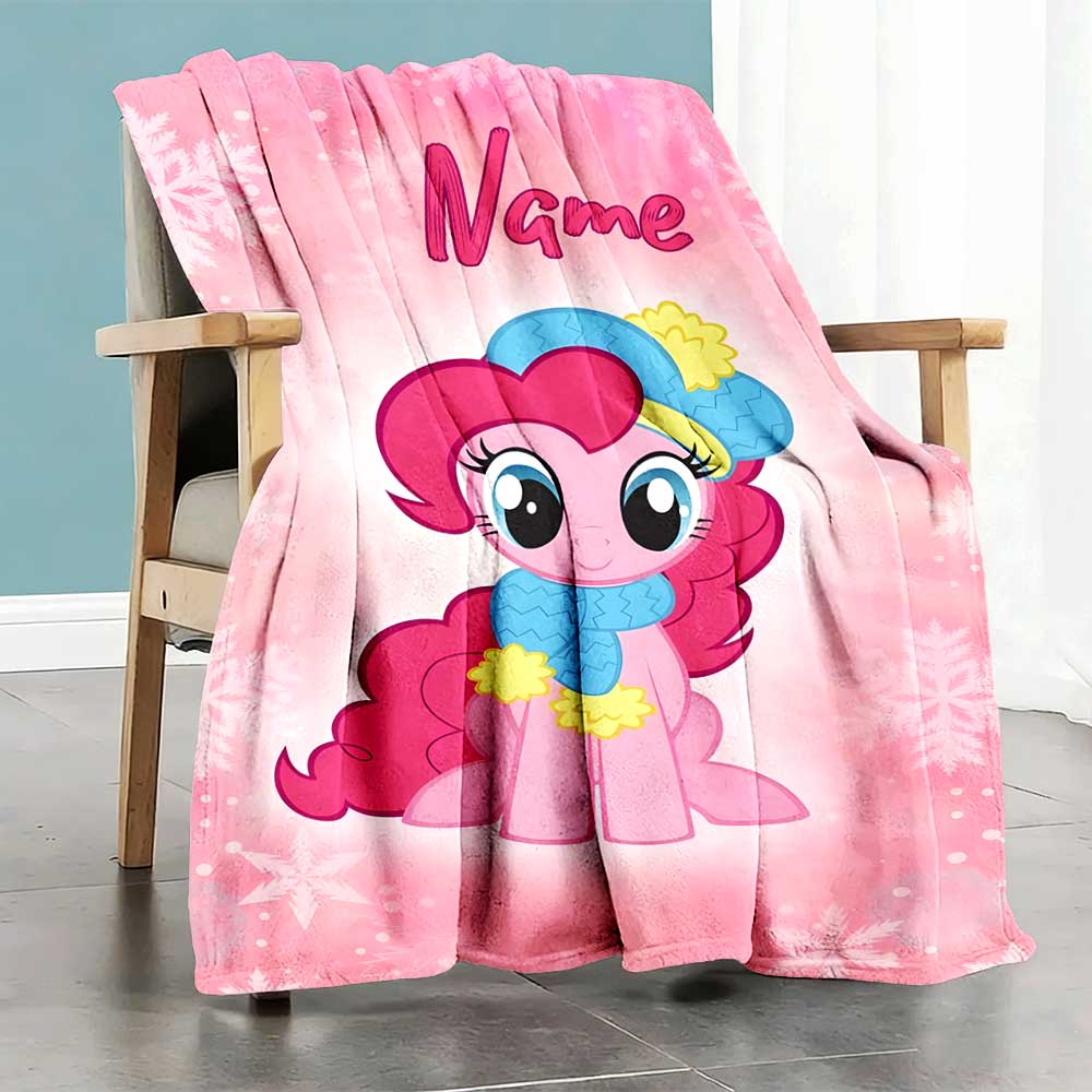 Little Pony (11) Personalized Text Blanket Multi-purpose Customizable Blanket Durable Comfort Perfect for Office Office Chair Livingroom Picnics