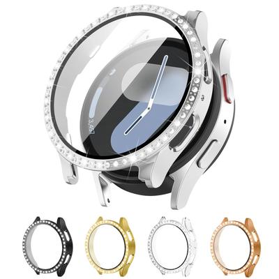 Glas + Diamant-Hülle für Samsung Galaxy Watch 7 44 mm 40 mm Zubehör Displayschutzfolie Harter PC Rundum-Stoßfänger Galaxy Watch 7 40 mm Abdeckung