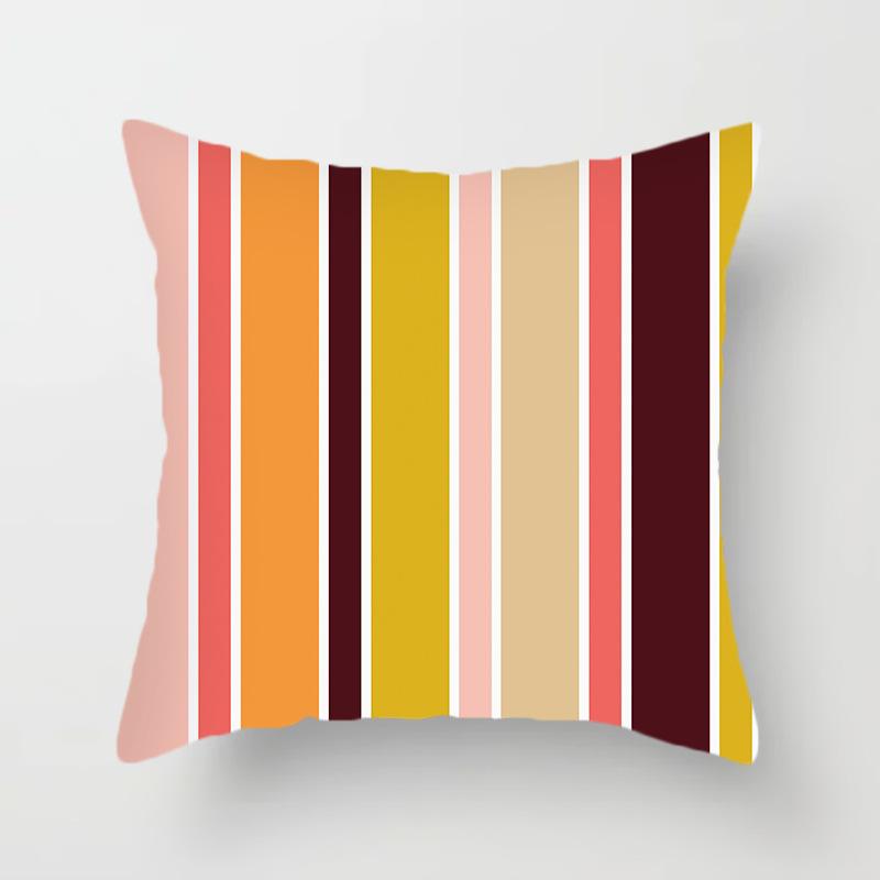 Nordic Pink Geometric Cushion Cover Home Decor Sofa Pillowcase Floral Print Soft Peach Skin Pillowcase