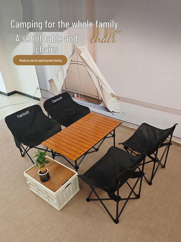 Tanli Portable Outdoor Folding Table & Chairs Set - Lightweight Roll-Up for Camping & Picnic
