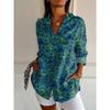 European and American 1D Digital Printing Stand-up Collar Long-sleeved Shirt Women's Loose Hawaiian Style Vacation Casual Top Trend