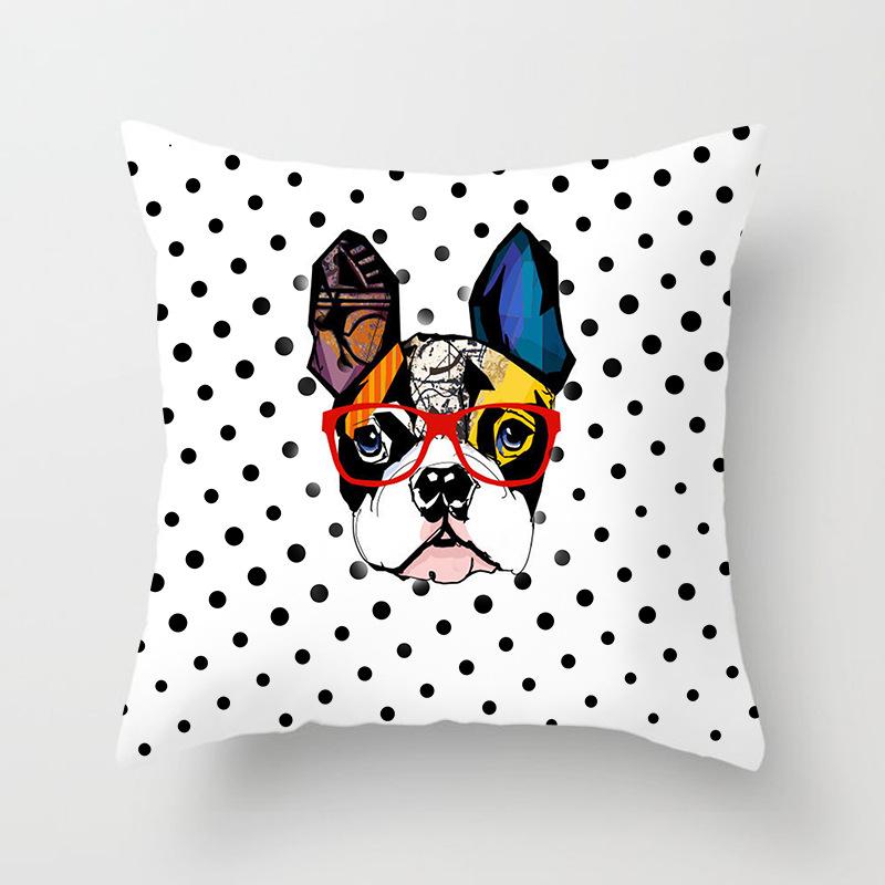 45x45cm New Cartoon Dog Fighting Series Pillowcase Sofa Office Seat Car Cushion Cover Creative Ornament Home Decoration