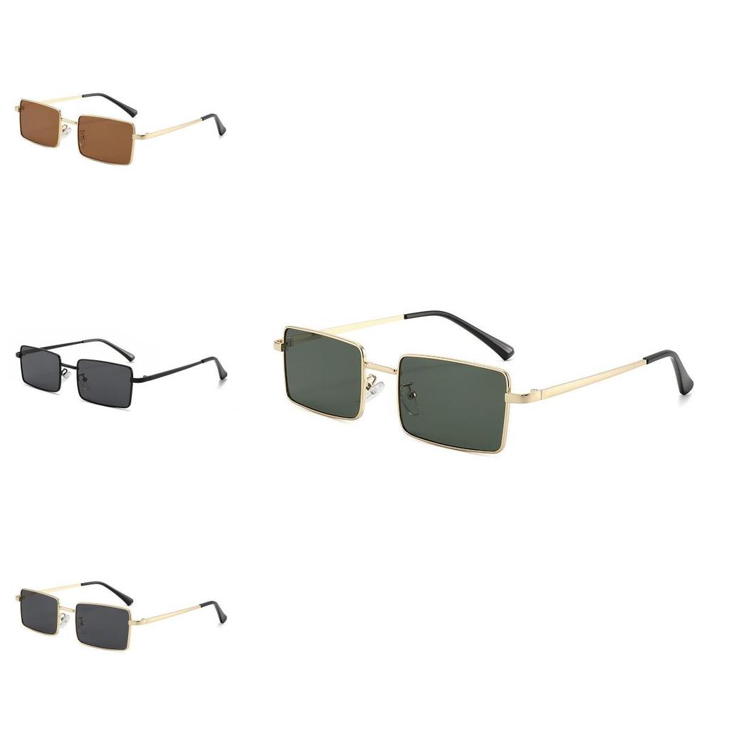 Classic Metal Square Sunglasses Women Men Uv400 Retro Style Geometric For Travel And Daily Wear