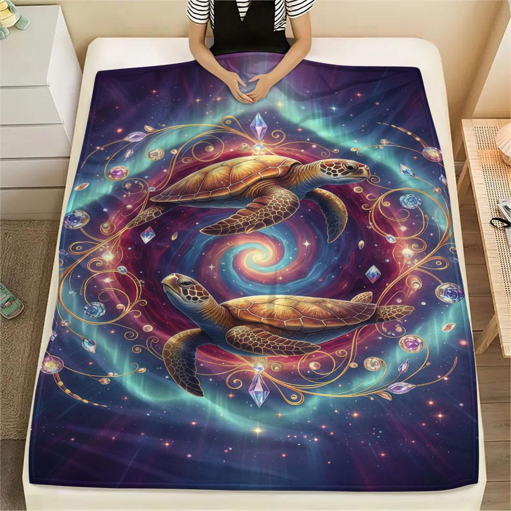 1Pc StarAnimals Print Flannel Blanket, High quality Comfortable for All Seasons, Home Decor, Warmth and Comfort, Perfect for Christmas Gifts
