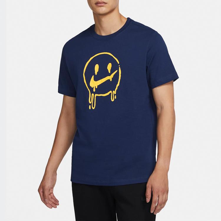 Nike T Shirts Men's Space Blue Crew Neck Moderate Straight Fit CV2111-492