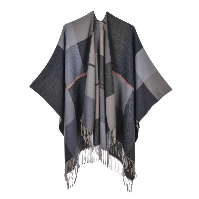 New women's scarf shawl retro fashion jacquard split fork thickened warm shawl cape