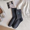 Female Spring and Autumn New Embroidery Bow Bubble Mouth Tube Pile Socks