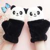 Winter Warme Handschuhe Flauschige Tier-Fäustlinge Plüsch-Panda Halbfingerhandschuhe mit Klappdeckel Warme Handschuhe für Kaltes Wetter